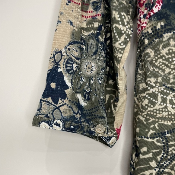 Christopher & banks multi color floral button down shirt with ruffles - Picture 10 of 11